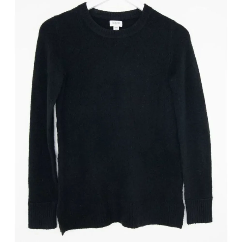 NWOT J. Crew crewneck‎ wool-blend long-sleeve sweater, Black, XXS